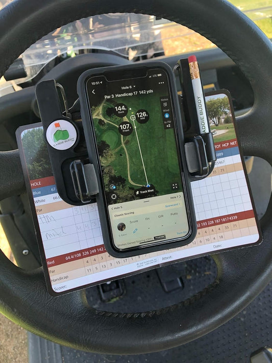 Golf Cart Steering Whell Phone Mount & Scorecard Holder