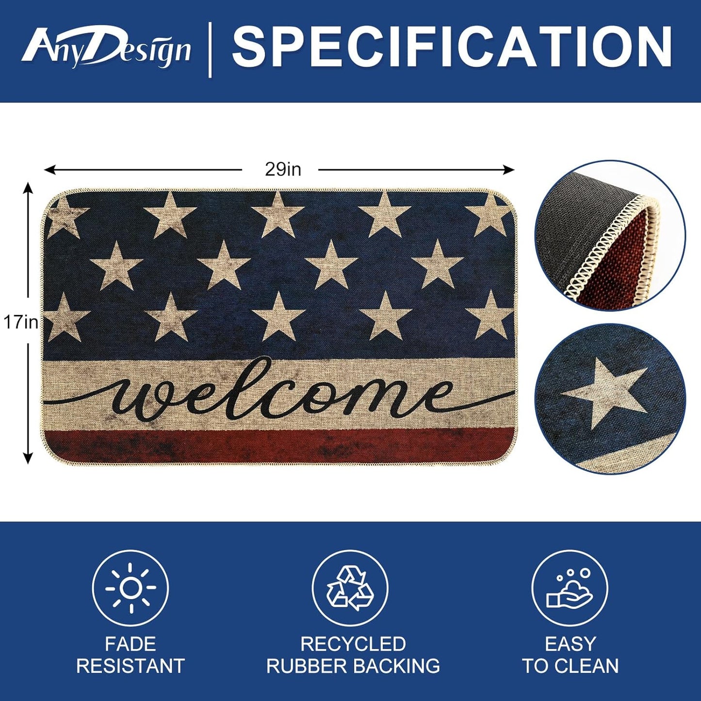 Vintage American Welcome Door Mat