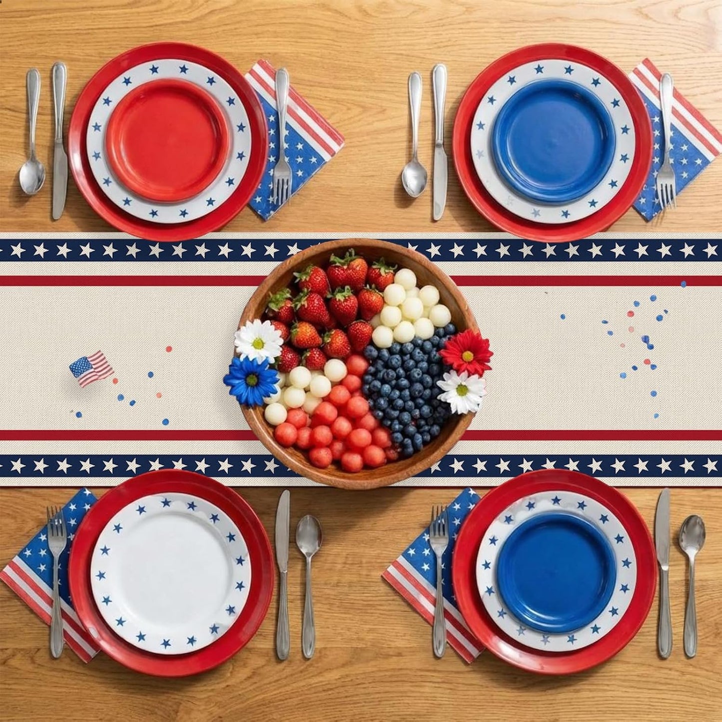 Patriotic Stars & Stripes Table Runner
