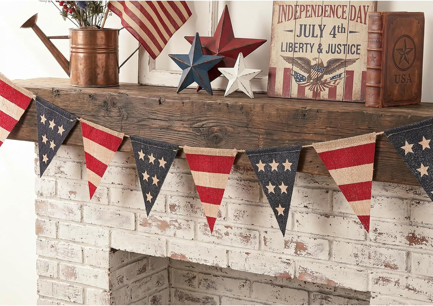 Vintage Americana Burlap Banner