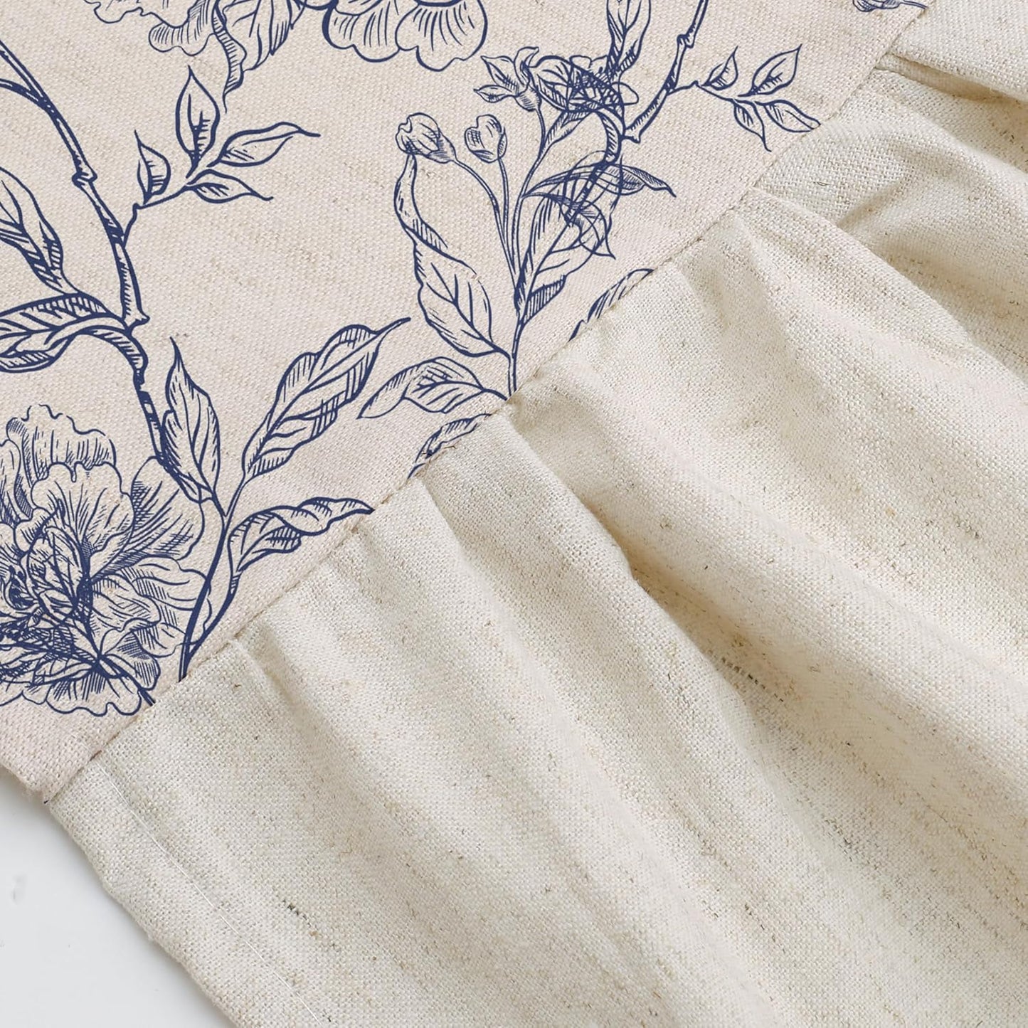 Blue Floral French Country Shower Curtain with Ruffle Hem