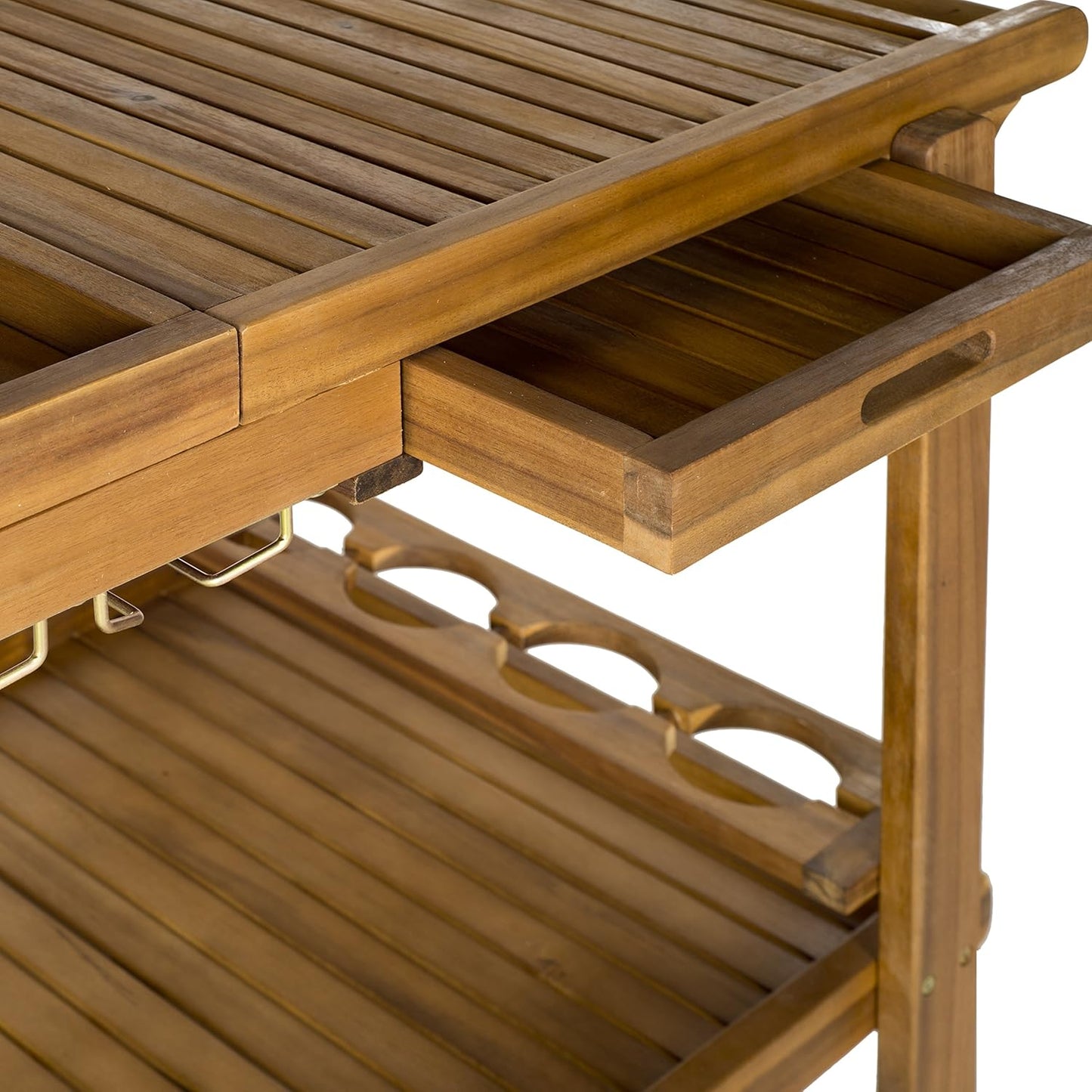 Outdoor Wooden Bar Cart on Wheels