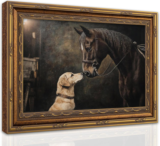 Vintage Horse & dog Wall Art | Rustic Farmhouse Equestrian Decor