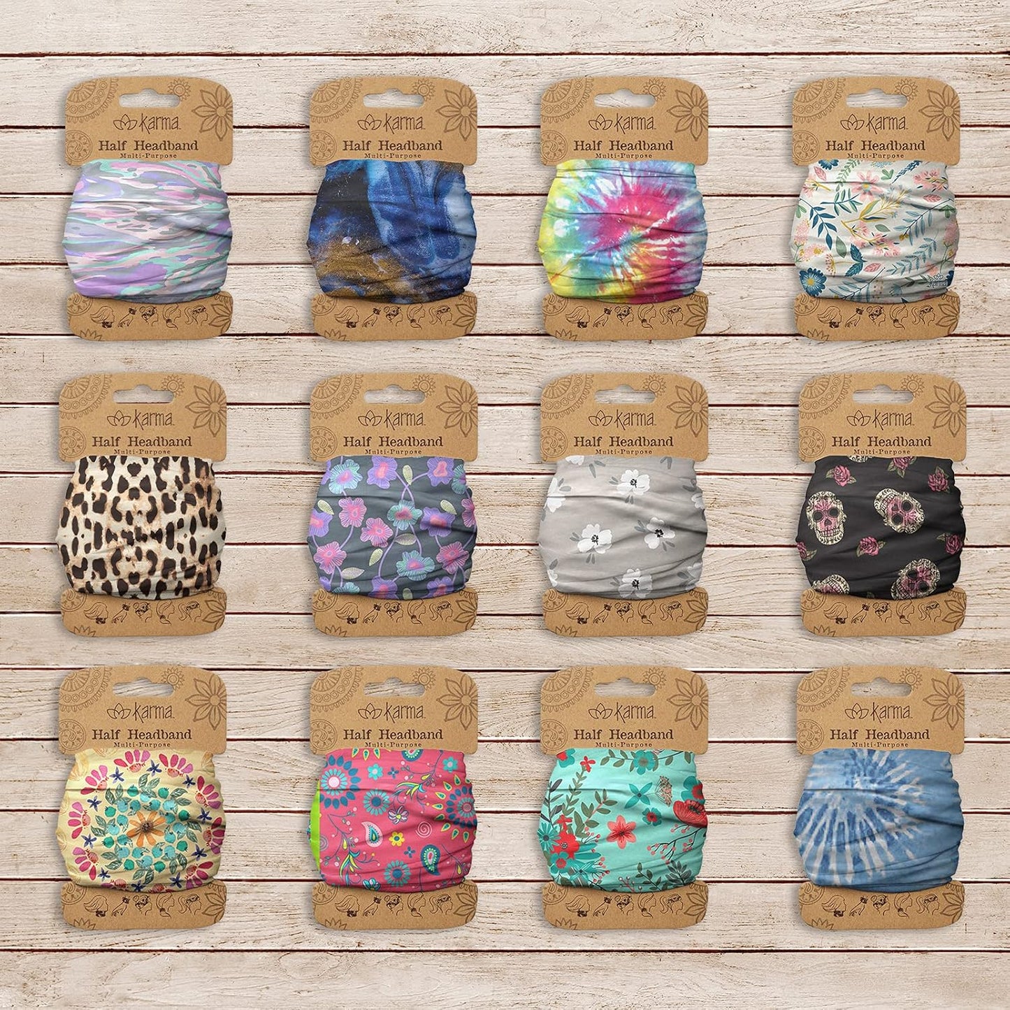 Karma Vintage Headband for Women - Boho Fabric Hair Scarf