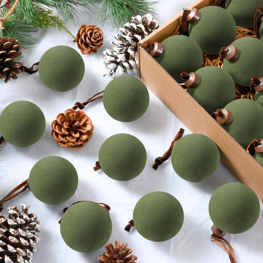 Velvet Christmas Ball Ornaments with Ribbon - Set of 30