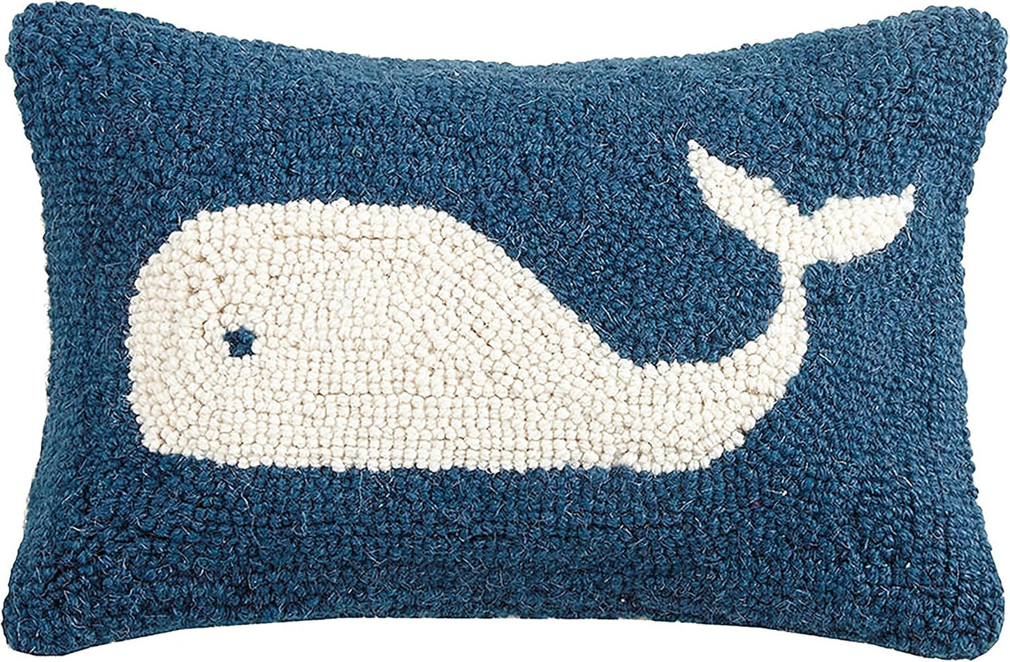 Handcrafted Blue Whale Wool Accent Pillow | Coastal Nautical Throw Pillow