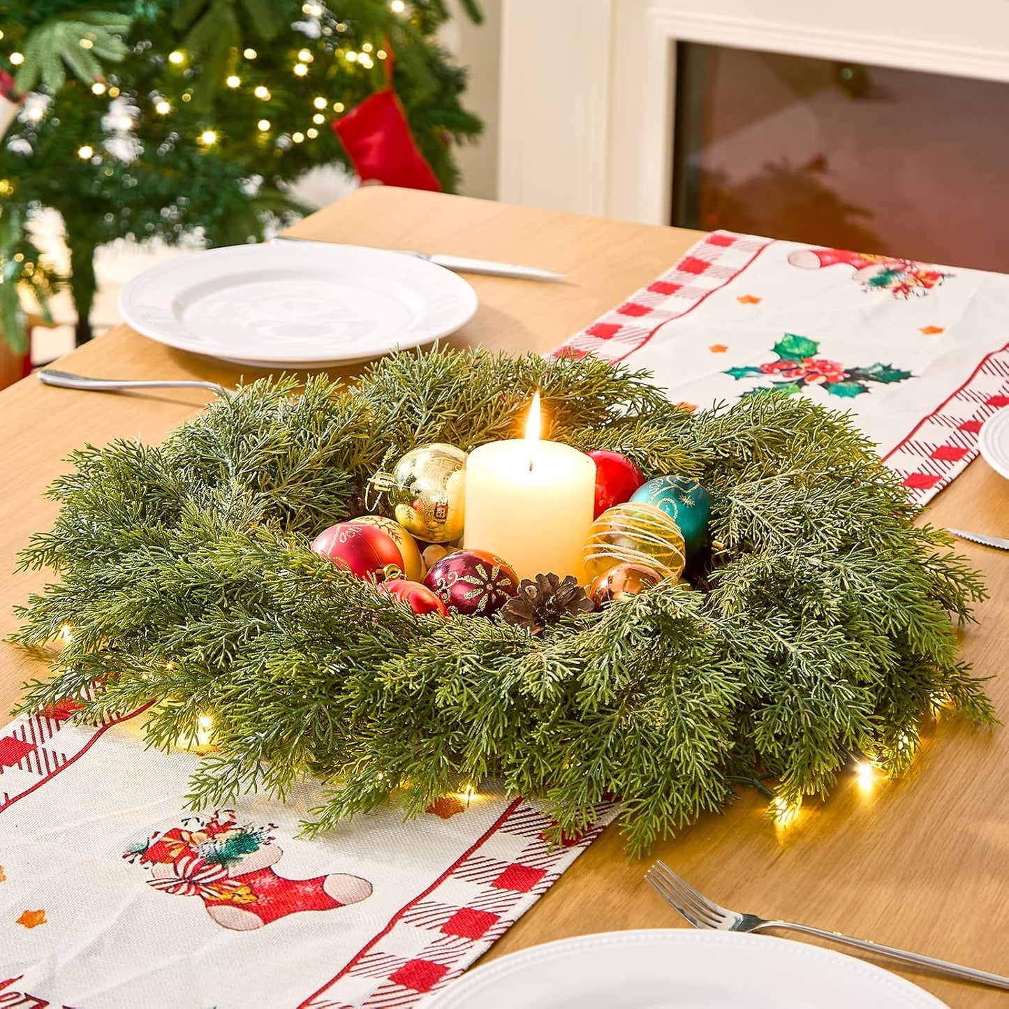 Real Touch Cedar Wreath for a Timeless Front Portch Look