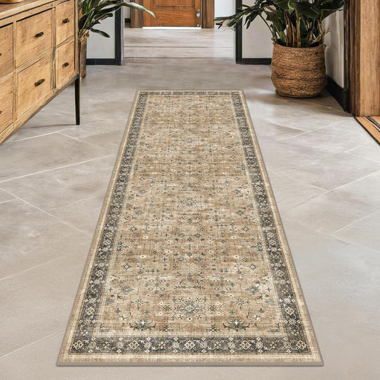Natural Sage Taupe Vintage Runner Rug