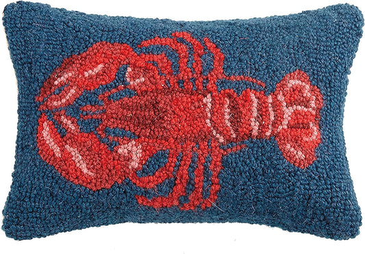 Nautical Lobster Hooked Wool Accent Pillow