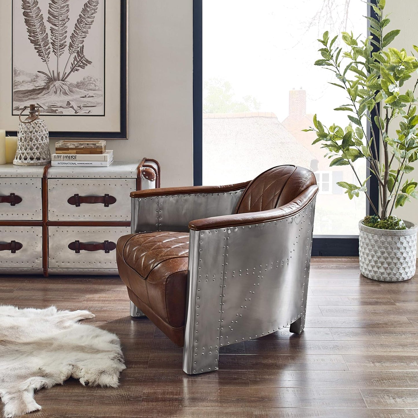 Restoration Hardware Inspired Leather Aviator Chair | Vintage Industrial Luxury