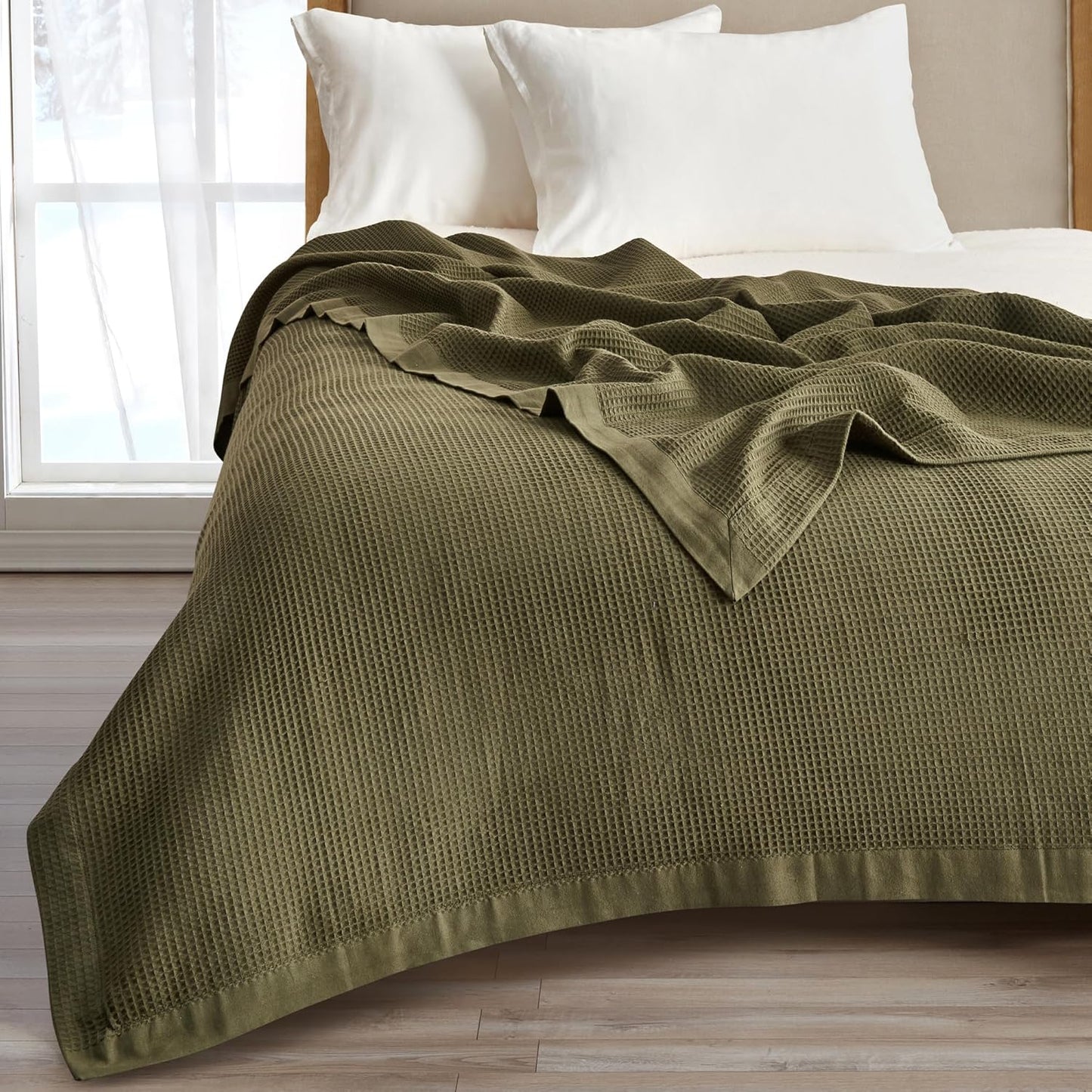 Waffle Weave Cotton Blanket | Lightweight Layering Blanket for Every Season