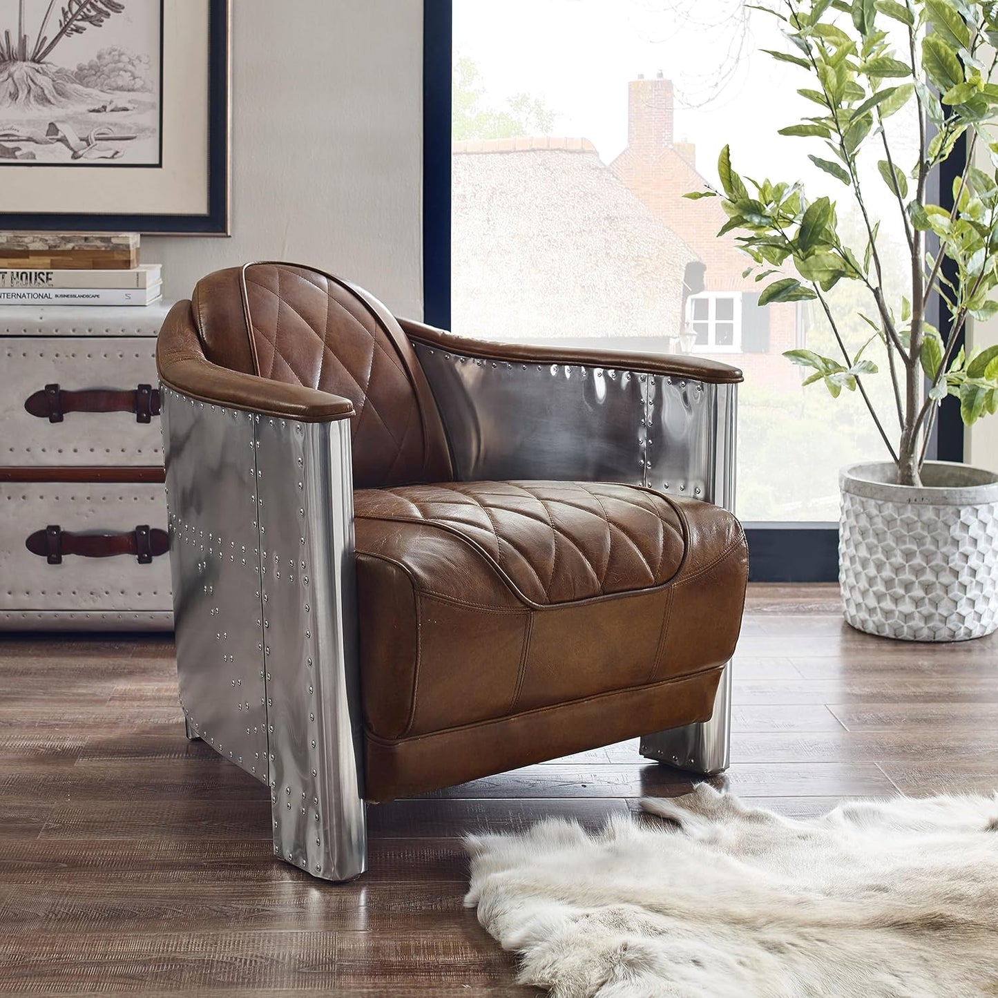Restoration Hardware Inspired Leather Aviator Chair | Vintage Industrial Luxury