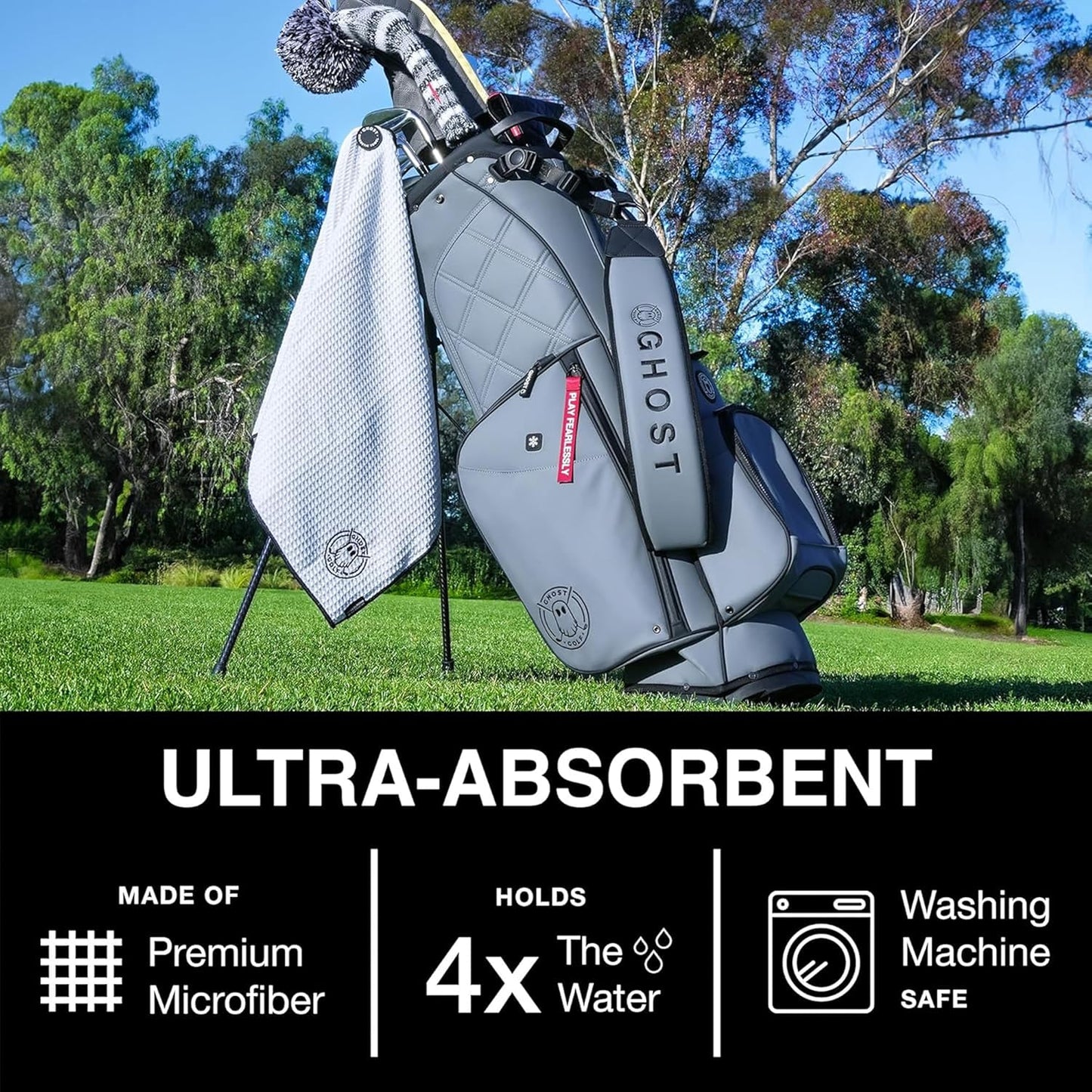 Ghost Golf Magnetic Caddie Towel - Waffle Weave Microfiber Golf Towel
