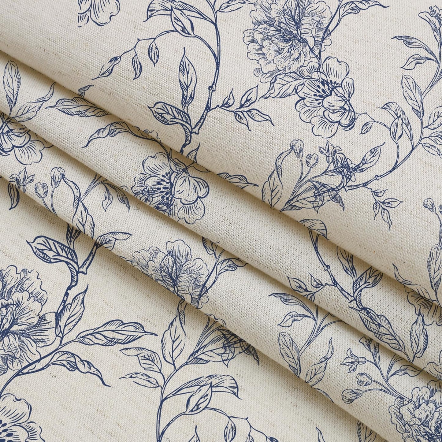Blue Floral French Country Shower Curtain with Ruffle Hem