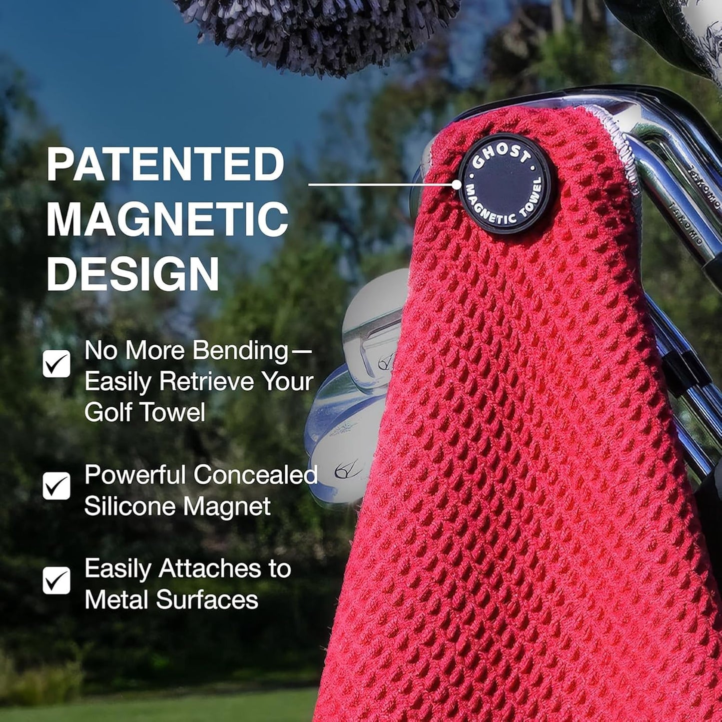 Ghost Golf Magnetic Caddie Towel - Waffle Weave Microfiber Golf Towel