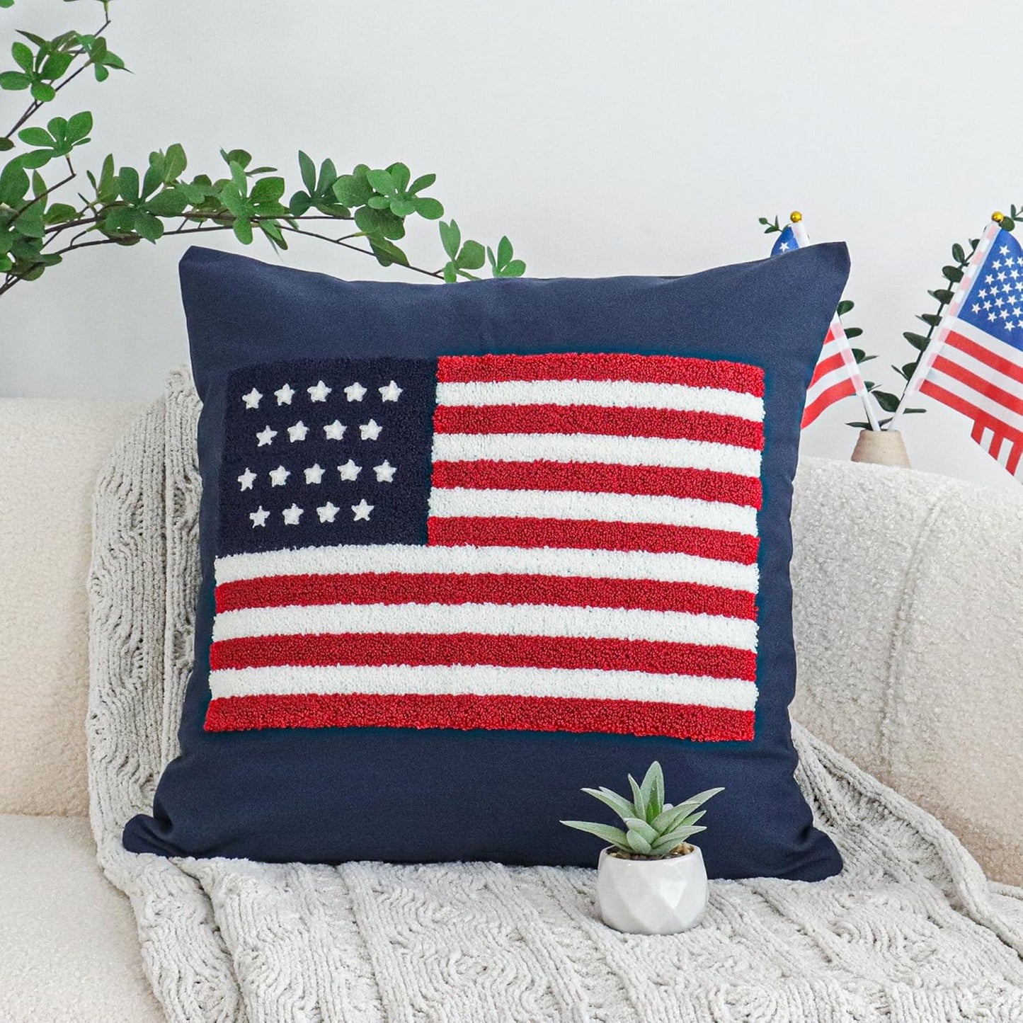 Patriotic America flag Throw Pillow Cover