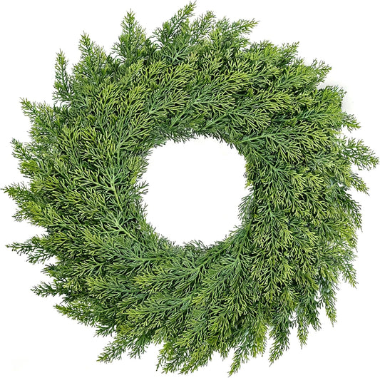 Real Touch Cedar Wreath for a Timeless Front Portch Look