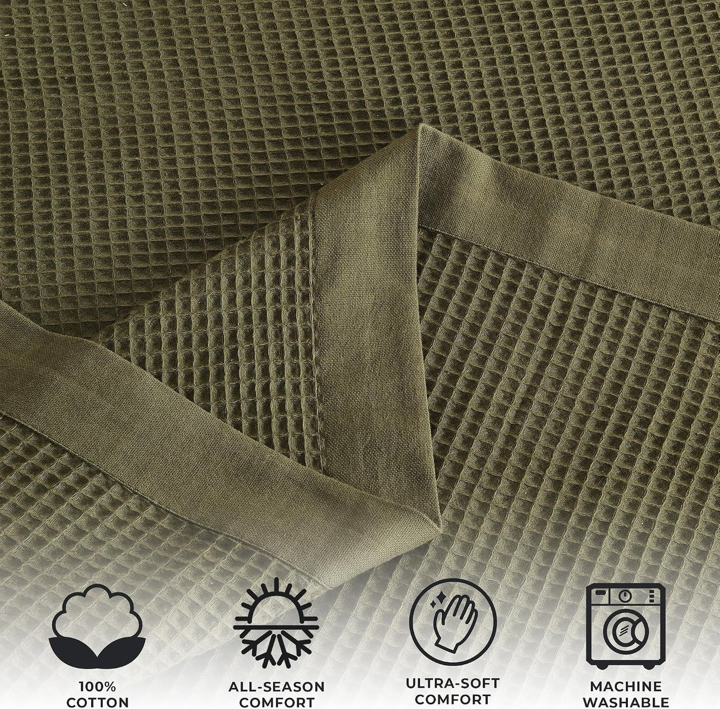 Waffle Weave Cotton Blanket | Lightweight Layering Blanket for Every Season