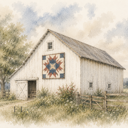 Barn with Quilt | Watercolor Clipart PNG