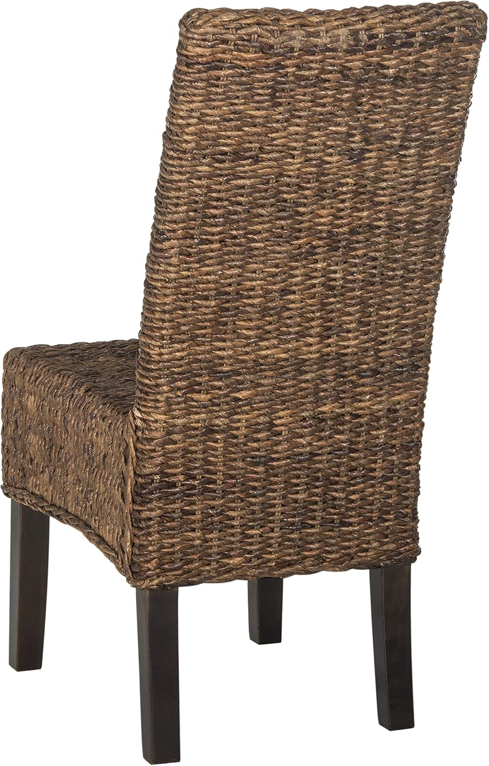 Coastal Woven Rattan Dining Chairs Set of 2 - Handwoven Brown Abaca Accent Seating
