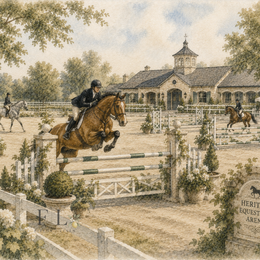 Horse Jumping Over Hunter Fence Watercolor clipart PNG