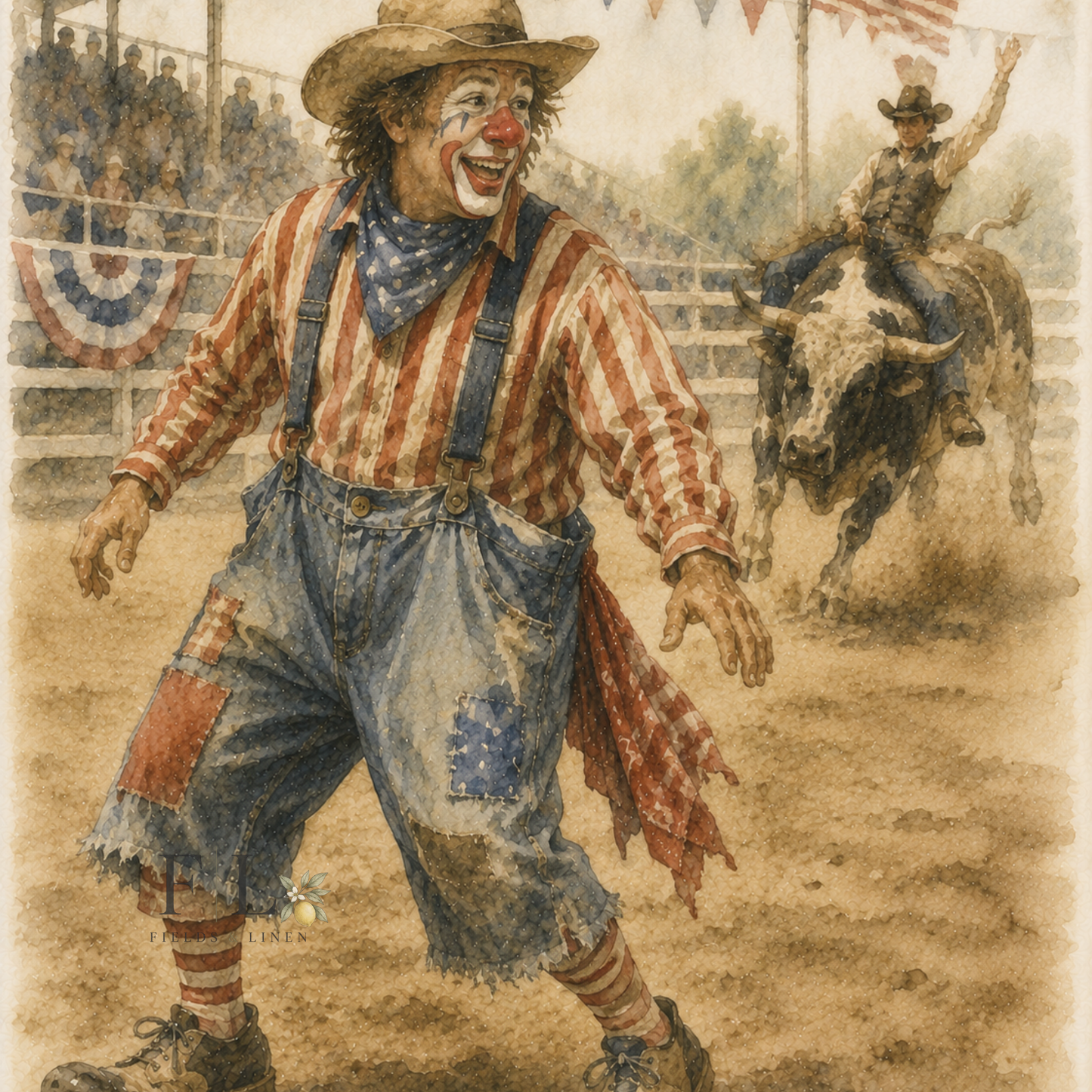 Rodeo Clown Watercolor Clipart PNG