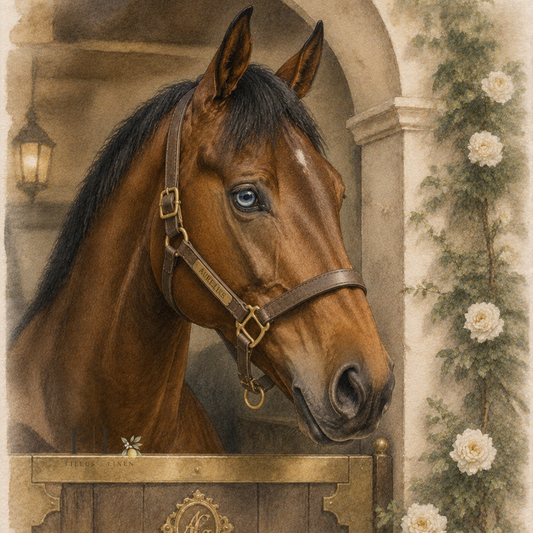 Horse Portrait in Stable | Watercolor Clipart PNG