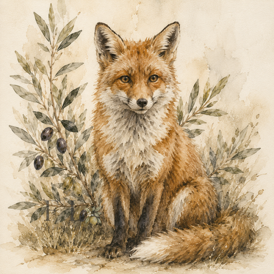 Woodland Fox Among Wildflowers Watercolor Clipart PNG