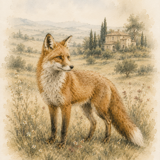 Standing Woodland Fox Watercolor Clipart PNG