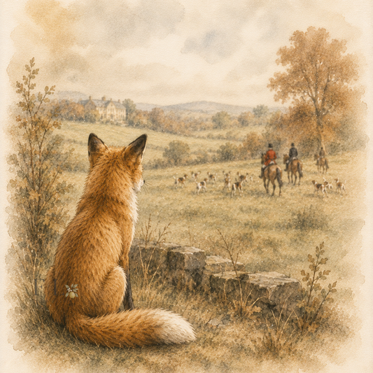 Watching Fox Countryside Watercolor Clipart PNG