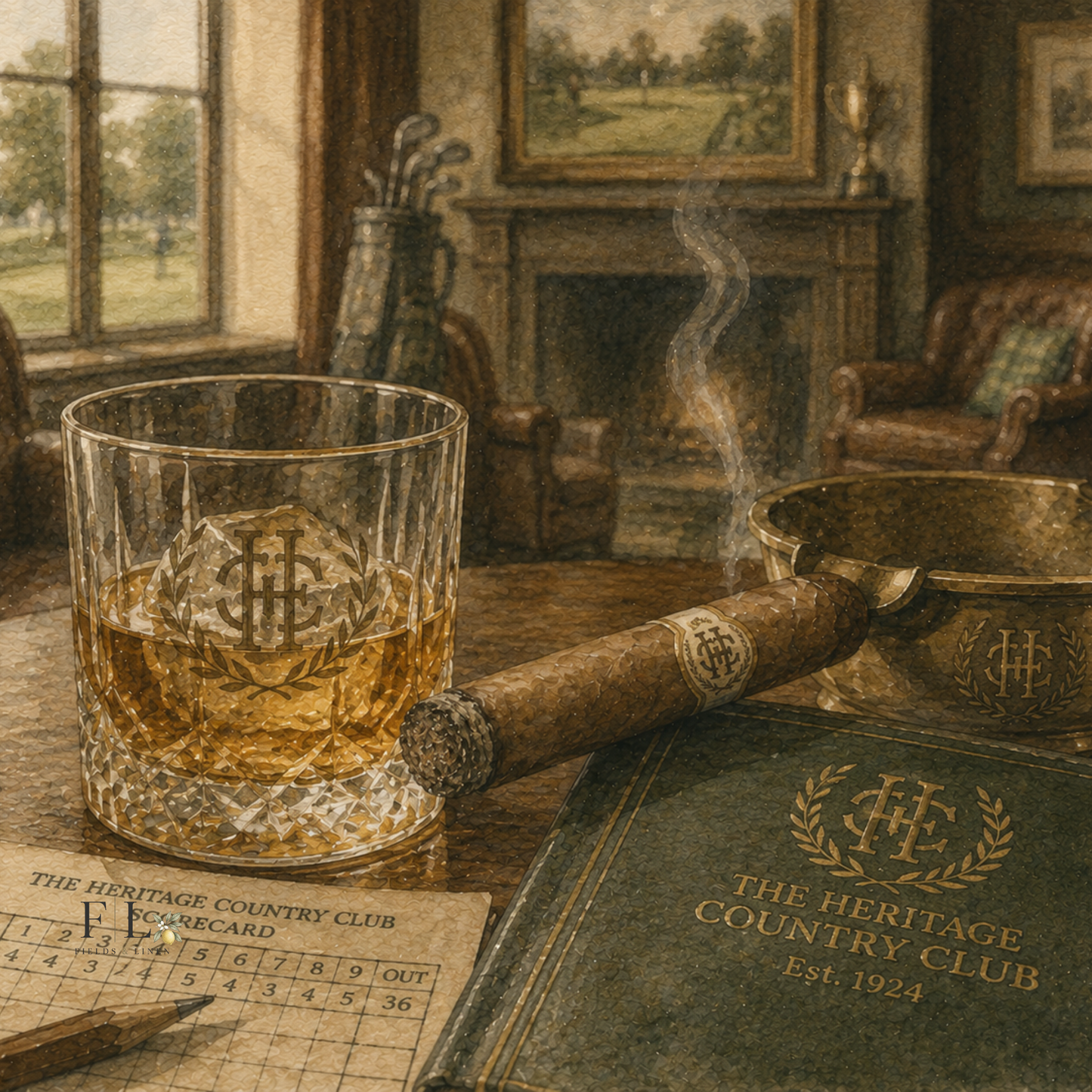 The Drink & Cigar | Watercolor Clipart PNG