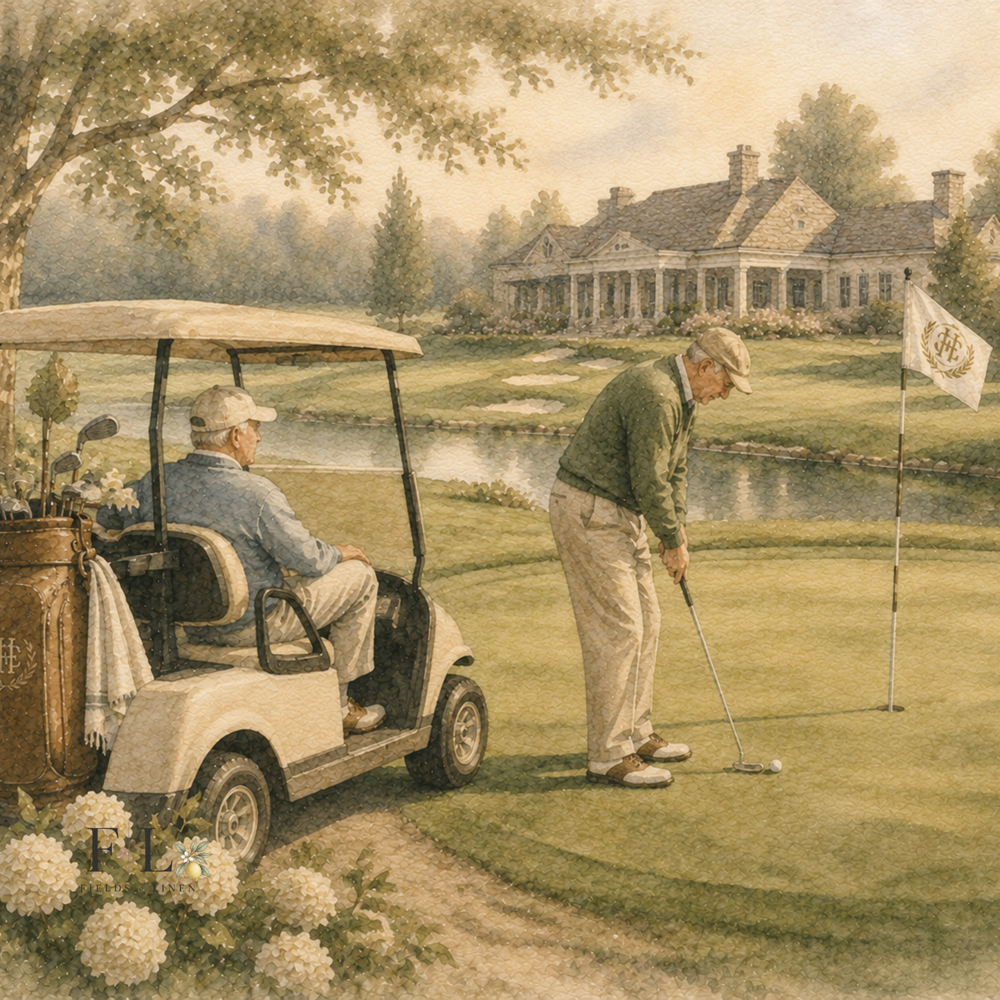 The Pair in Golf | Watercolor Clipart PNG