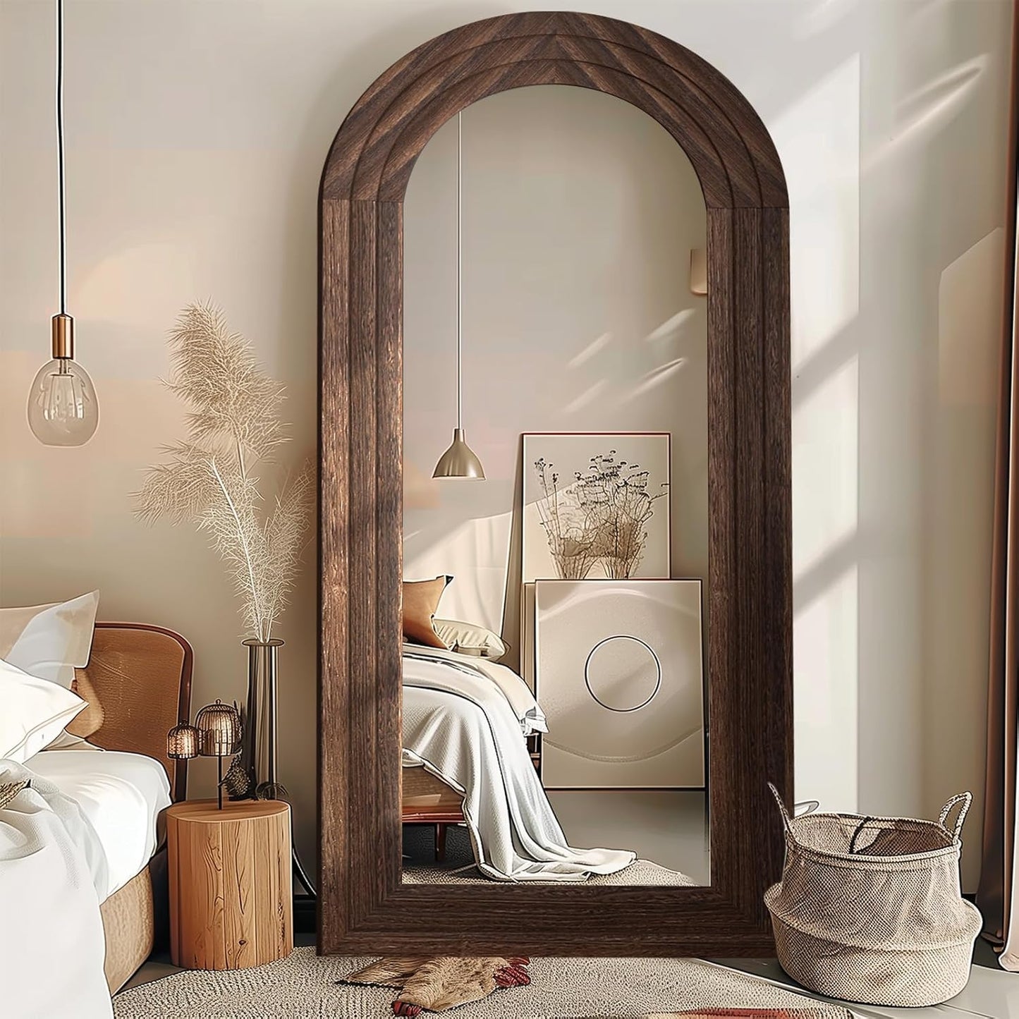Heirloom Arched Wood Floor Mirror