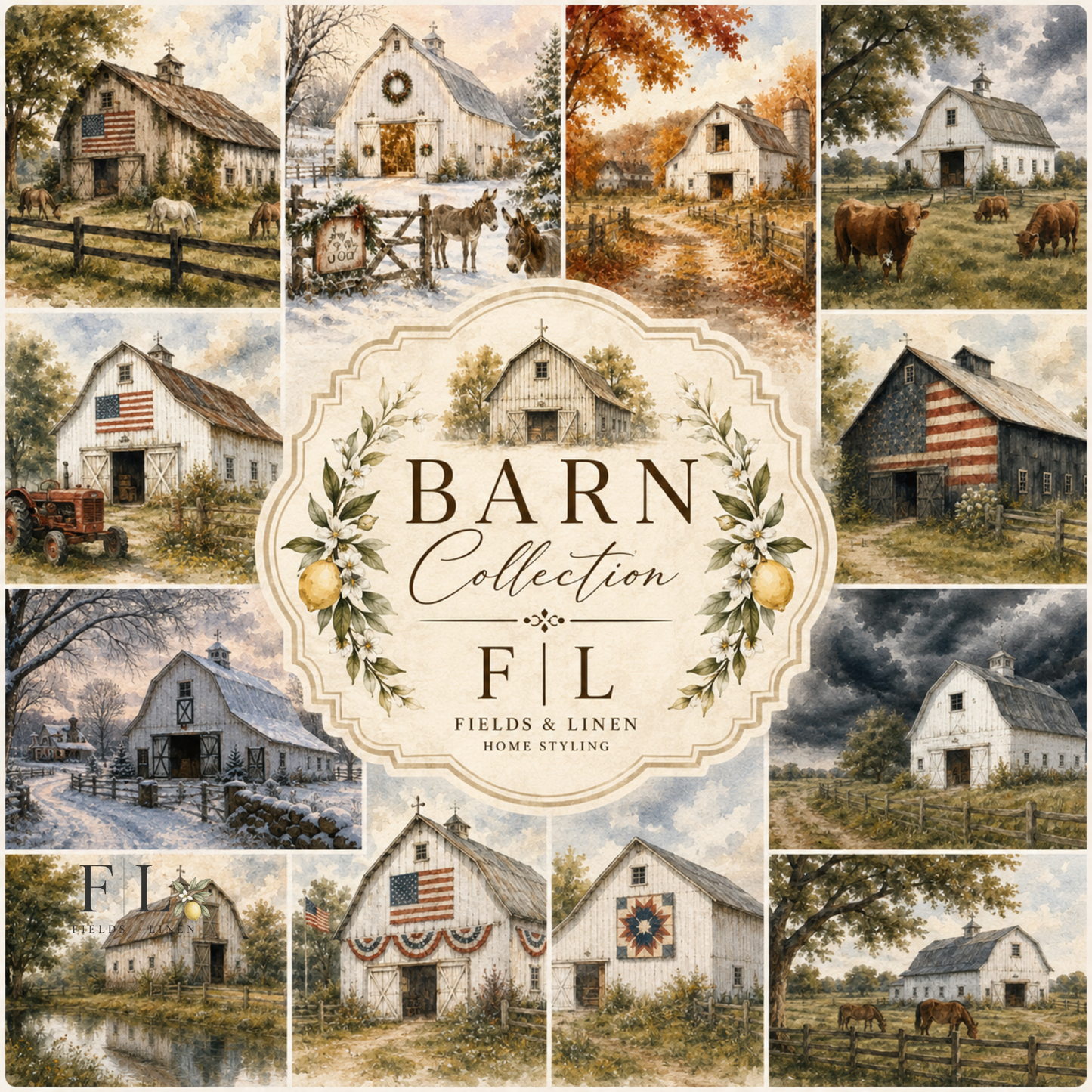 The Barn Collection | 12 Barn Images Watercolor Clipart PNG