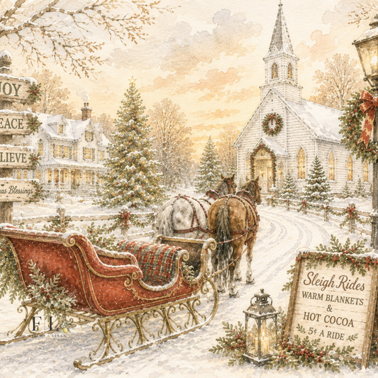 The Sleigh | Watercolor Clip Art PNG