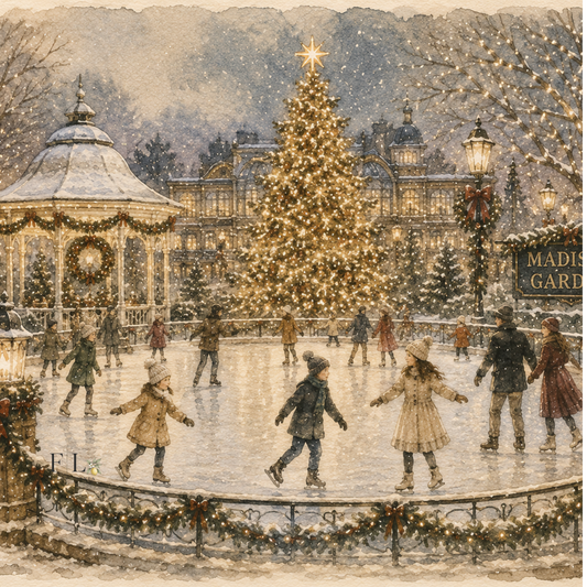 Holiday Skating Rink | Watercolor Clip Art PNG