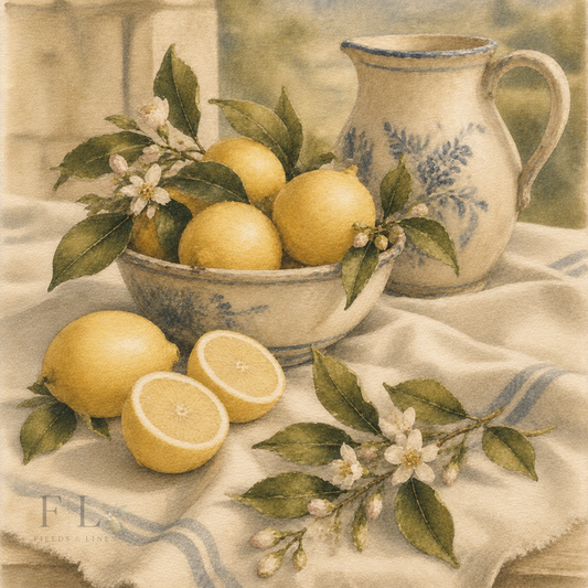 Vintage Lemon Branch Watercolor Clipart | PNG Digital Download