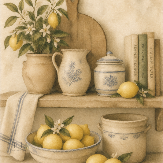 French Country Lemon Pantry | Heirloom Watercolor PNC Clip Art