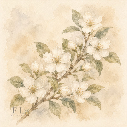 White Blossom Branch Clipart | Heirloom Watercolor Botanical PNG