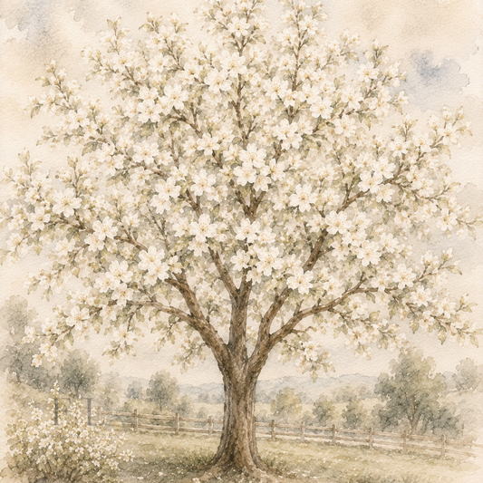 White Blossom Tree Art | Heirloom Watercolor Botanical PNG