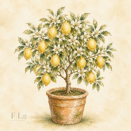 Vintage Potted Lemon Tree | Heirloom Watercolor PNG Art