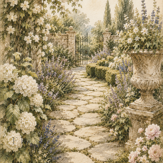 Stone Garden Pathway | Heirloom Watercolor Digital Clipart
