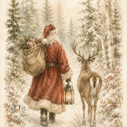 Santa taking his walk | Watercolor Clip Art PNG