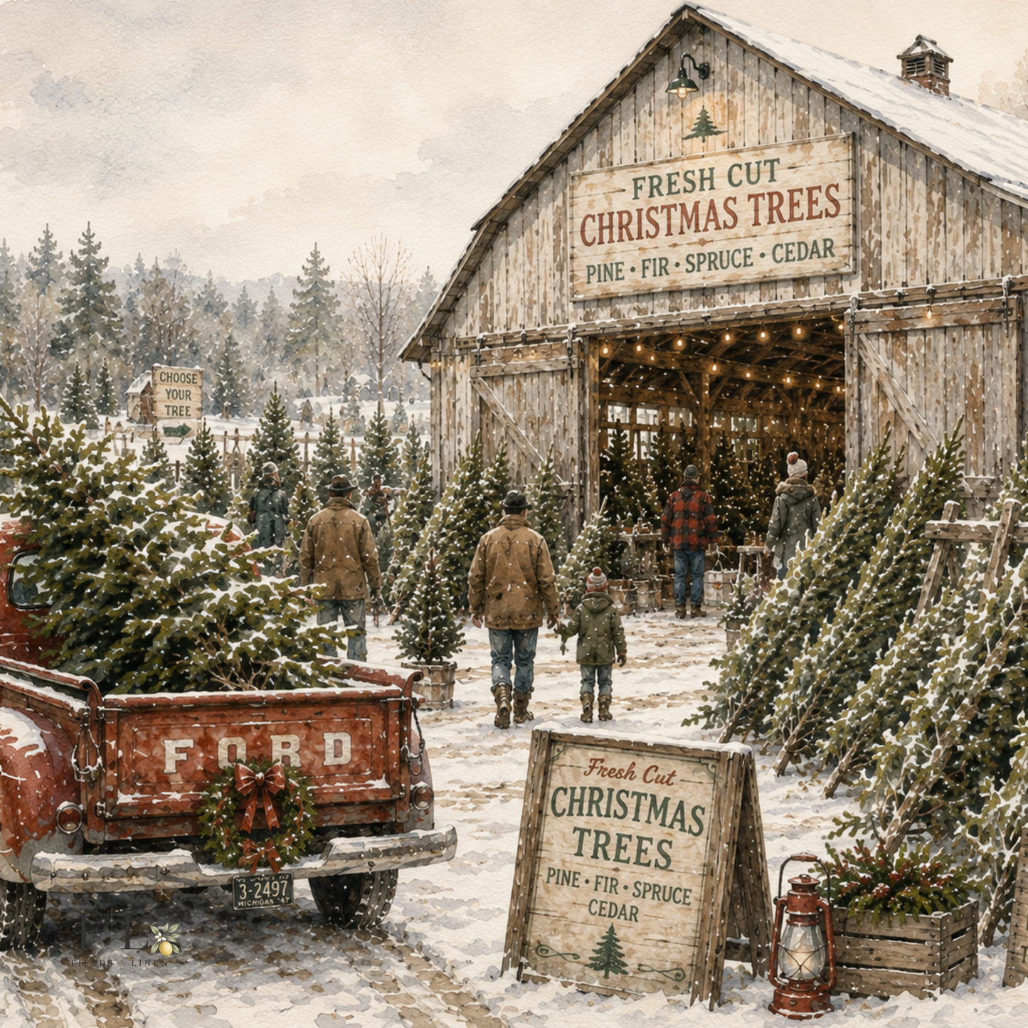 The Tree Lot | Watercolor Clip Art PNG